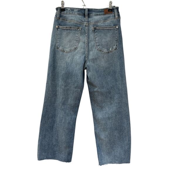 Judy Blue Medium Wash Distressed Wide Leg Crop Size 5/27 - Picture 7 of 8